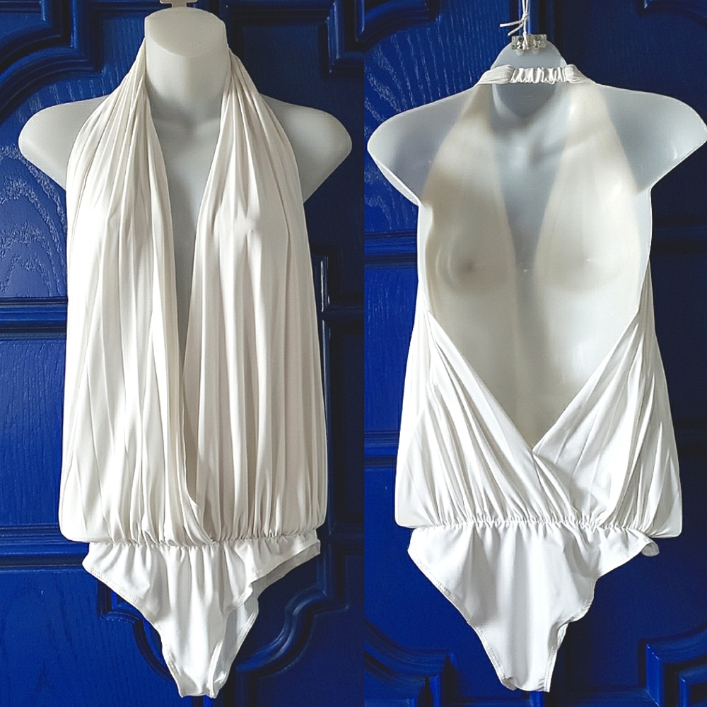 Glamazon White Halter Bodysuit